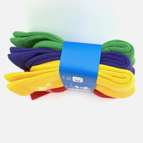 adidas Originals Trefoil Sock 6 Pairs Crew Length Bright Multicolor Unisex Large - Picture 5 of 9